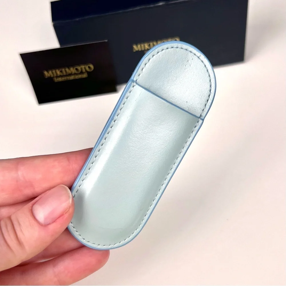 Authentic MIKIMOTO International gold tone metal small mirror with real pearl - Picture 5 of 6